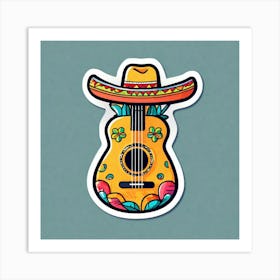 Mexican Guitar And Maracas Sticker 2d Cute Fantasy Dreamy Vector Illustration 2d Flat Centere (44) Art Print