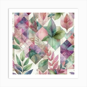 Watercolor Leaves Pattern Art Print