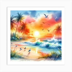 Sunset At The Beach 8 Art Print