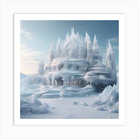 Palace of ice among snow and ice Art Print