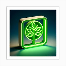 Green Tree In A Square Art Print