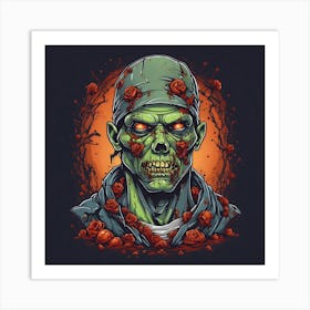 Zombie With Roses Art Print