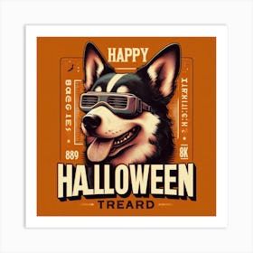 Happy Dog Halloween Art Print