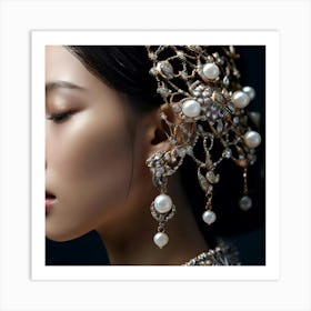 Asian Woman With Pearls Art Print