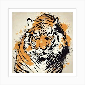 Illustration grunge Tiger 1 Art Print