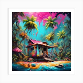 Groovy beach house Art Print