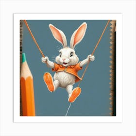 Rabbit On A Swing 1 Art Print