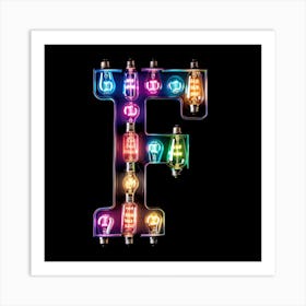 Letter F made of LIght Bulb Art Print