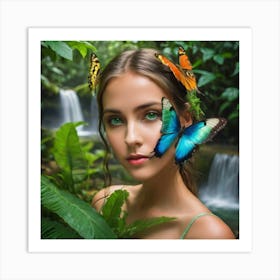 Beauty and butterflies  Art Print