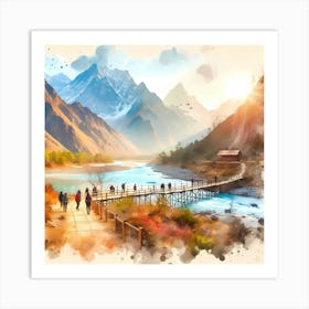 Watercolor Landscape Painting 9 Art Print