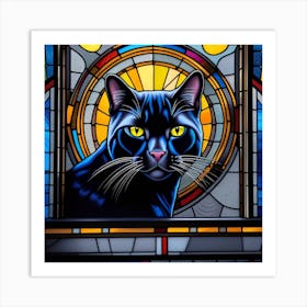 Cat, Pop Art 3D stained glass cat superhero limited edition 35/60 Art Print
