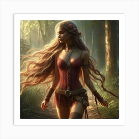 Fantasy Girl In The Forest Art Print