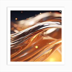 Abstract Golden Liquid Art Print