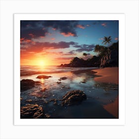 Sunset On The Beach Art Print