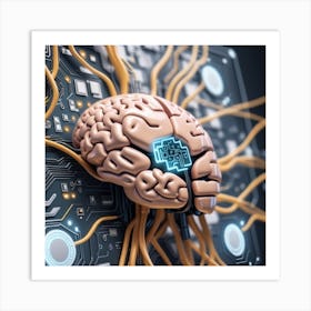 Brain On Circuit Board 19 Art Print