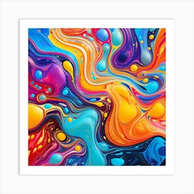 Abstract Colorful Liquid Paint Background Art Print