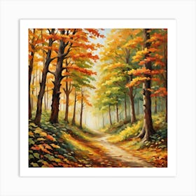 Forest In Autumn In Minimalist Style Square Composition 305 Art Print