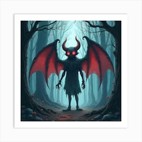 Demon Soul In A Watercolor Haunted Forest 1 Art Print