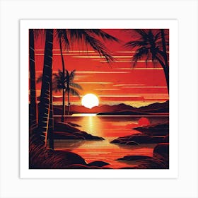 Sunset At The Beach 156 Art Print