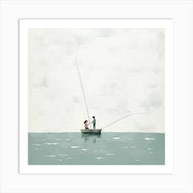 Man Fishing In A Boat Art Print