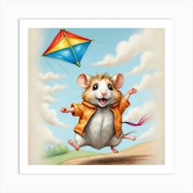 Mouse Flying Kite Art Print