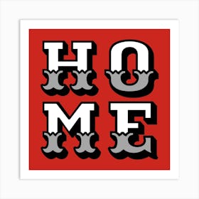 Home Typography on Red Art Print