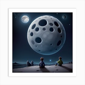 Boy On Moon Art Print