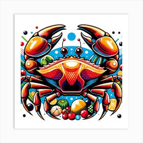 Crab With Fruits And Vegetables Art Print