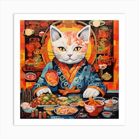 Asian Cat Art Print