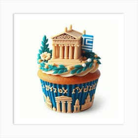 Greece Cupcake Art Print