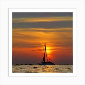 Sunset Sailboat Art Print