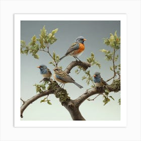 Birds On A Branch 1 Art Print