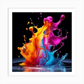 Fresh Colors Liquid 3d Design Spark Hot Palette Shapes Dynamism Vibrant Flowing Molten (22) Art Print