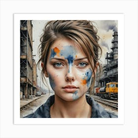 Girl With Paint On Her Face 1 Art Print