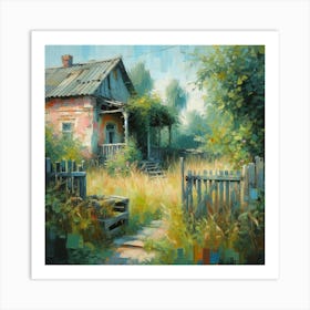 Old House In The Countryside, Acrylic Painting Style Art Print