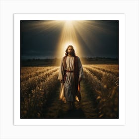 Jesus In The Field Art Print