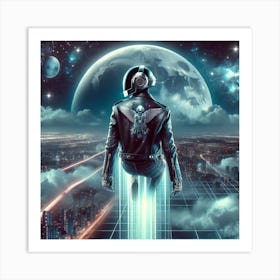 Futuristic Man In Space 2 Art Print