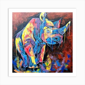 Abstract rhino painting Art Print