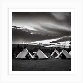 Teepees At Sunset 3 Art Print