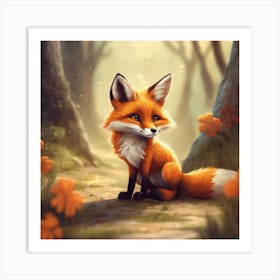 Fox In The Forest Art Print