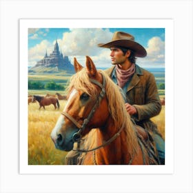 Cowboy On Horseback Art Print