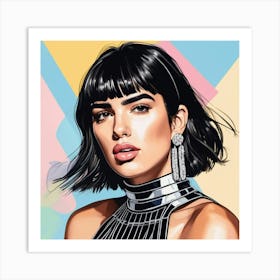 dua lipa colourful art print portrait 5 Art Print