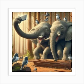 Elephants In The Woods Art Print