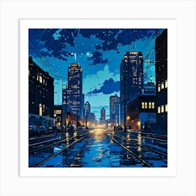 Cityscape At Night 1 Art Print