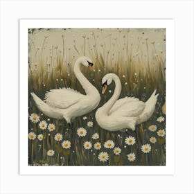 Swans Fairycore Painting 4 Art Print