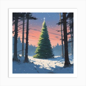 Christmas Tree In The Forest 71 Art Print