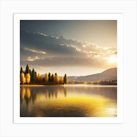 Sunset Over Lake 3 Art Print