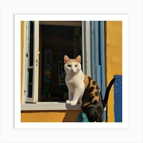 Default Matisse Inspired Open Window Cat Art 0 Art Print