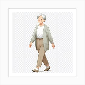 Old Woman Walking Art Print