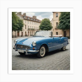 Classic Car On A Cobblestone Street Art Print